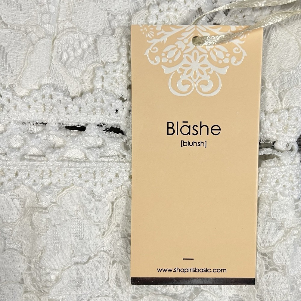 Blāshe‎ White Floral Lace Sleeveless Mini Sheath Dress NWT Size M Bridal Event - Picture 8 of 13